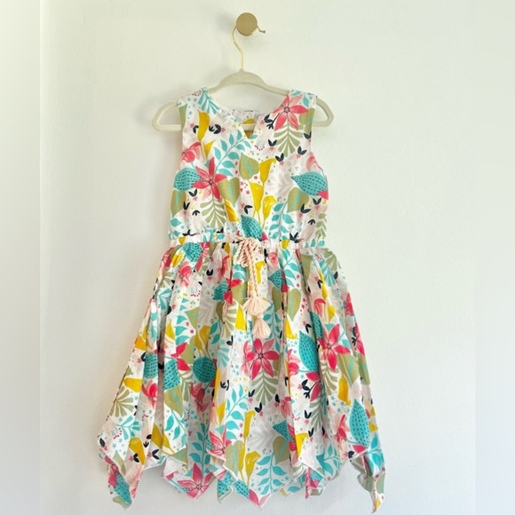 Tommy Bahama Tropical Floral Sleeveless Dress Kids Girl 3T w/Star Button Details - Picture 4 of 5